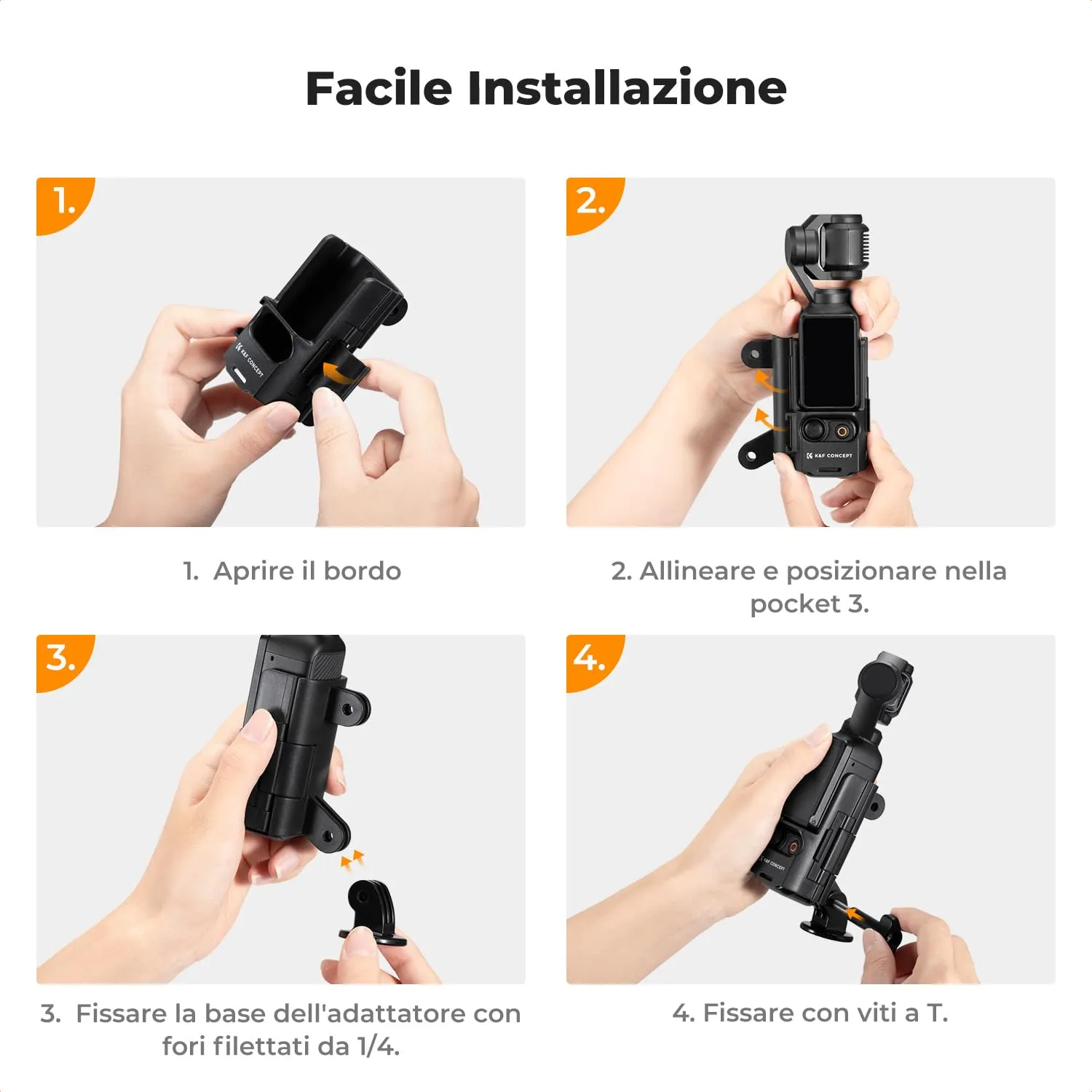 K&F Concept adattatore espansione DJI Osmo Pocket 3 ABS slitta
