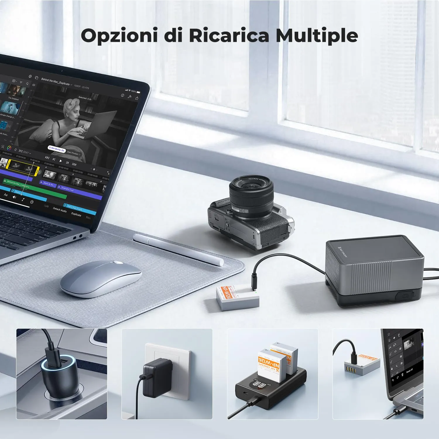 K&F Concept NP-W126S Batteria USB-C 1050mAh per Fujifilm