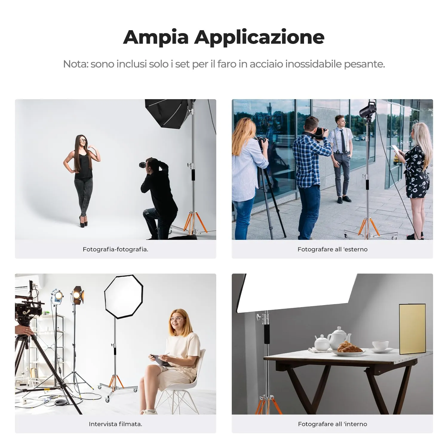K&F Concept 330cm stativo luci acciaio con ruote 30kg