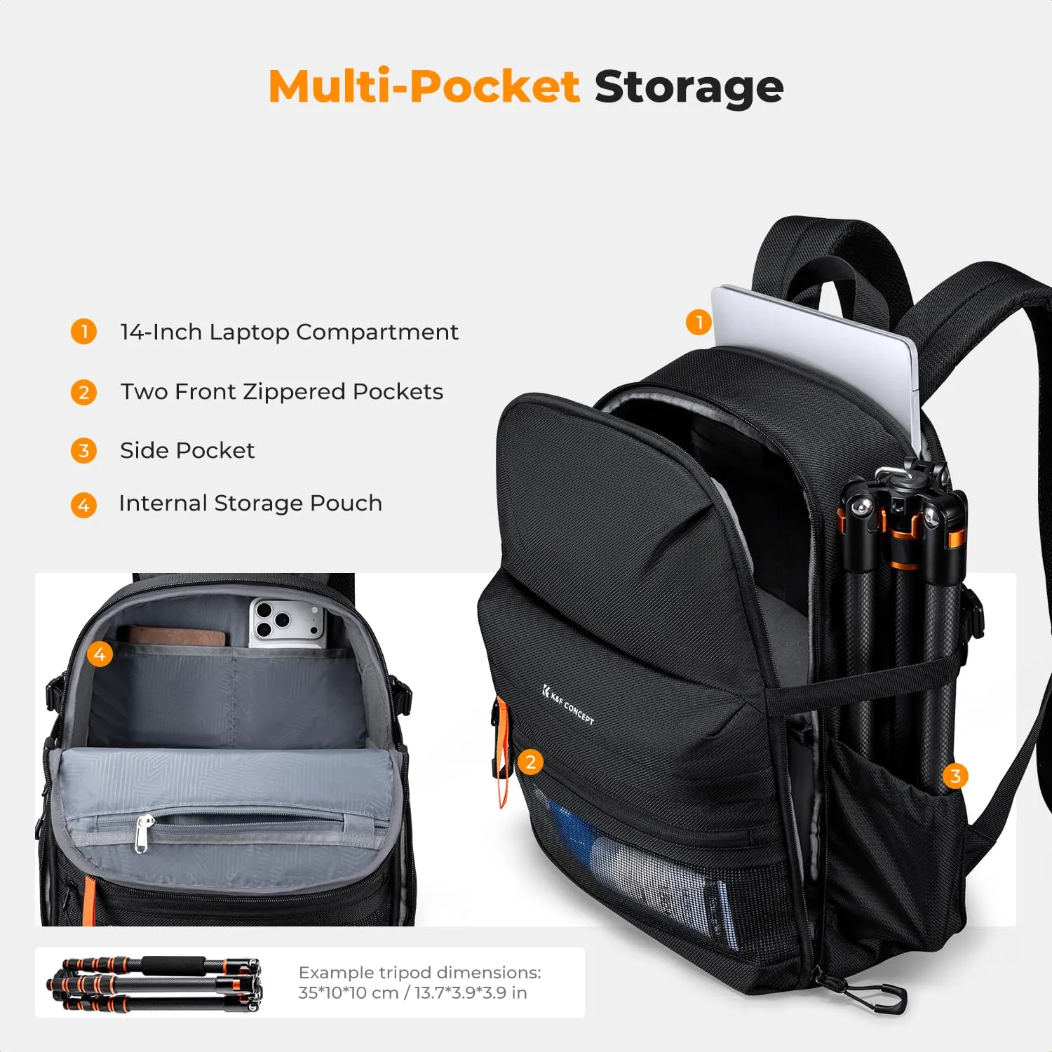 K&F Concept zaino fotografico 25L impermeabile leggero