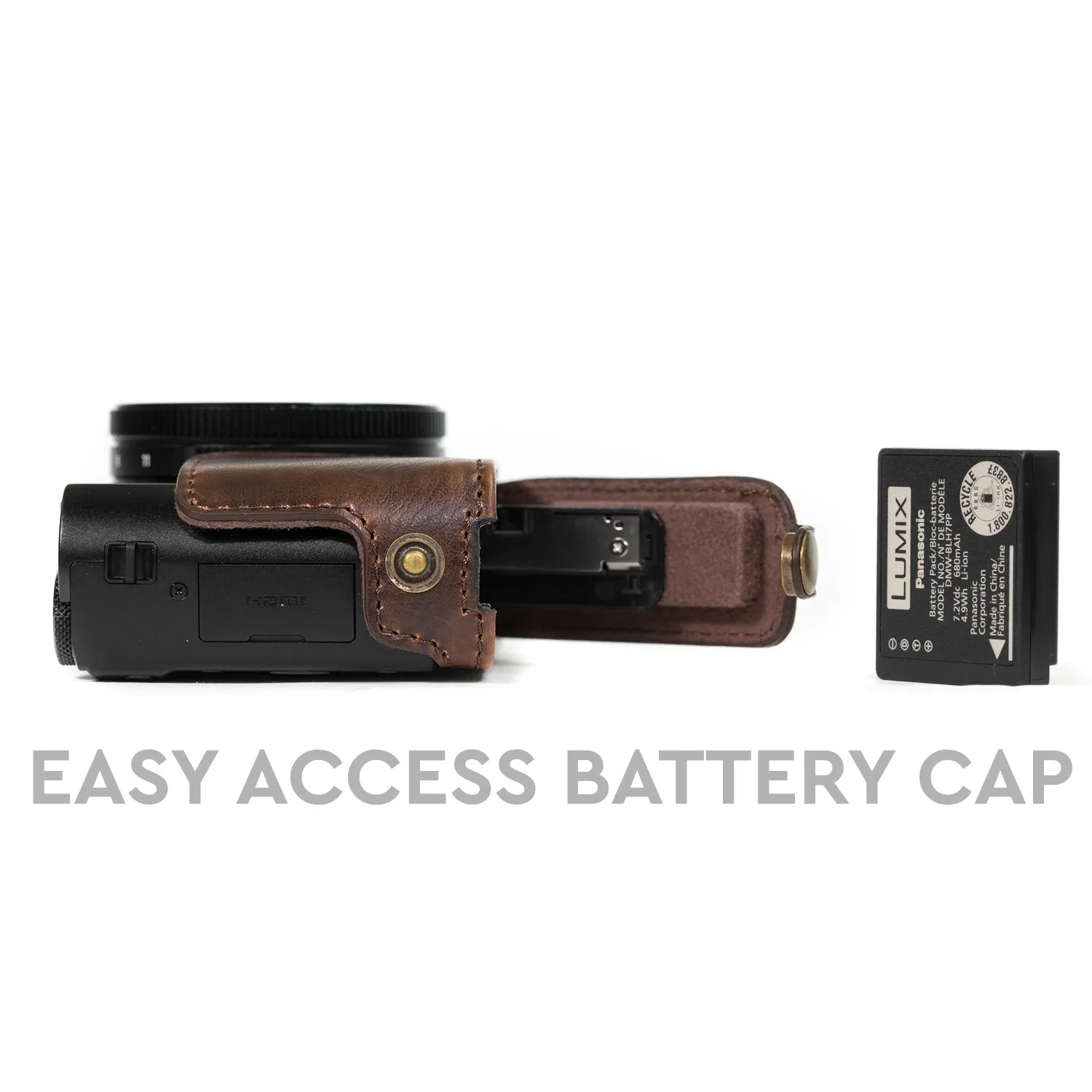 MegaGear MG1133 custodia pelle Lumix LX10 marrone scuro