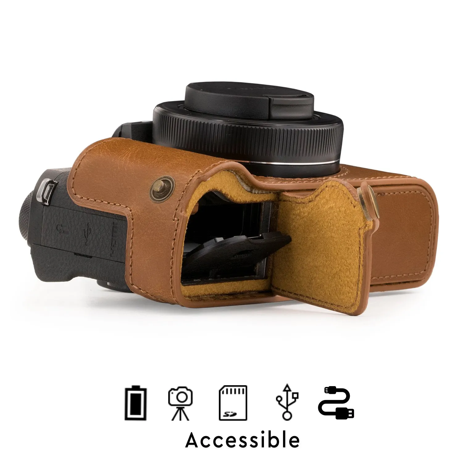MegaGear MG1389 mezza custodia Canon G1 X III marrone chiaro