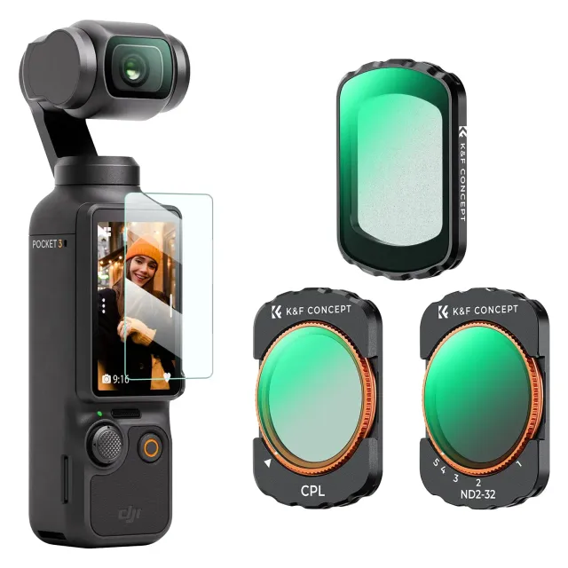 K&F Concept kit filtri magnetici Osmo Pocket 3/4 CPL + ND2-32 + Black Mist 1/4