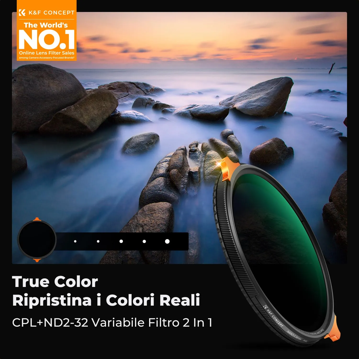 K&F Concept Nano-Xcel ND2-32 CPL filtro 67mm True Color