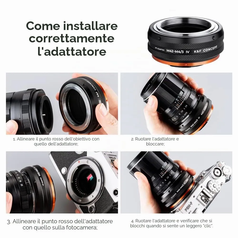 K&F Concept M42-M4/3 adattatore obiettivi manuale M42