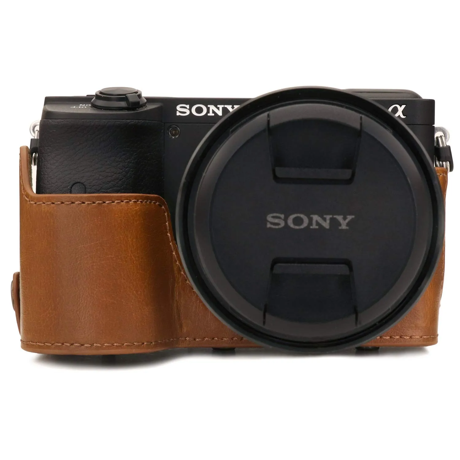 MegaGear Ever Ready custodia pelle Sony A6600 marrone chiaro