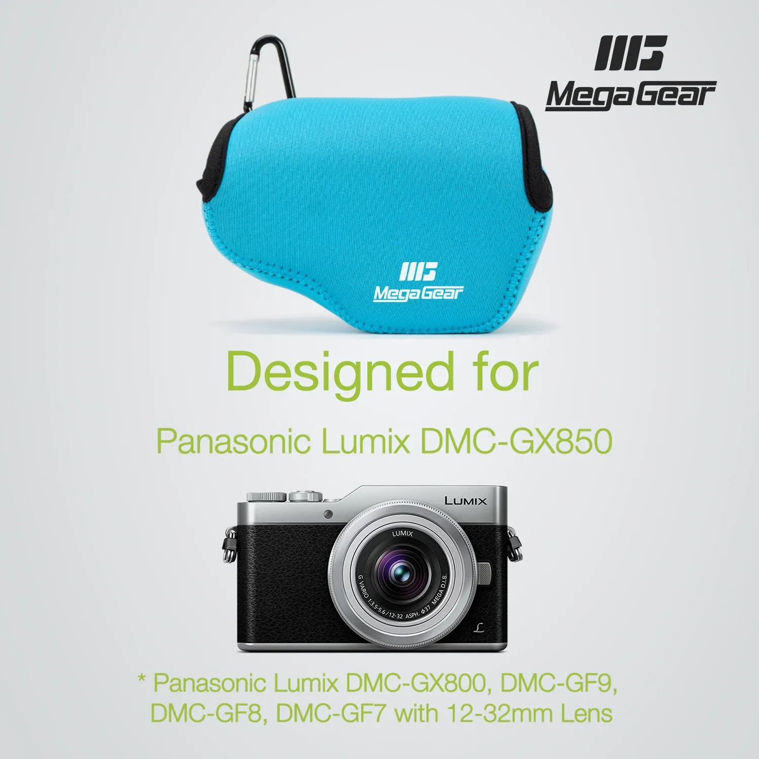 MegaGear custodia neoprene Panasonic GX800 12-32mm blu
