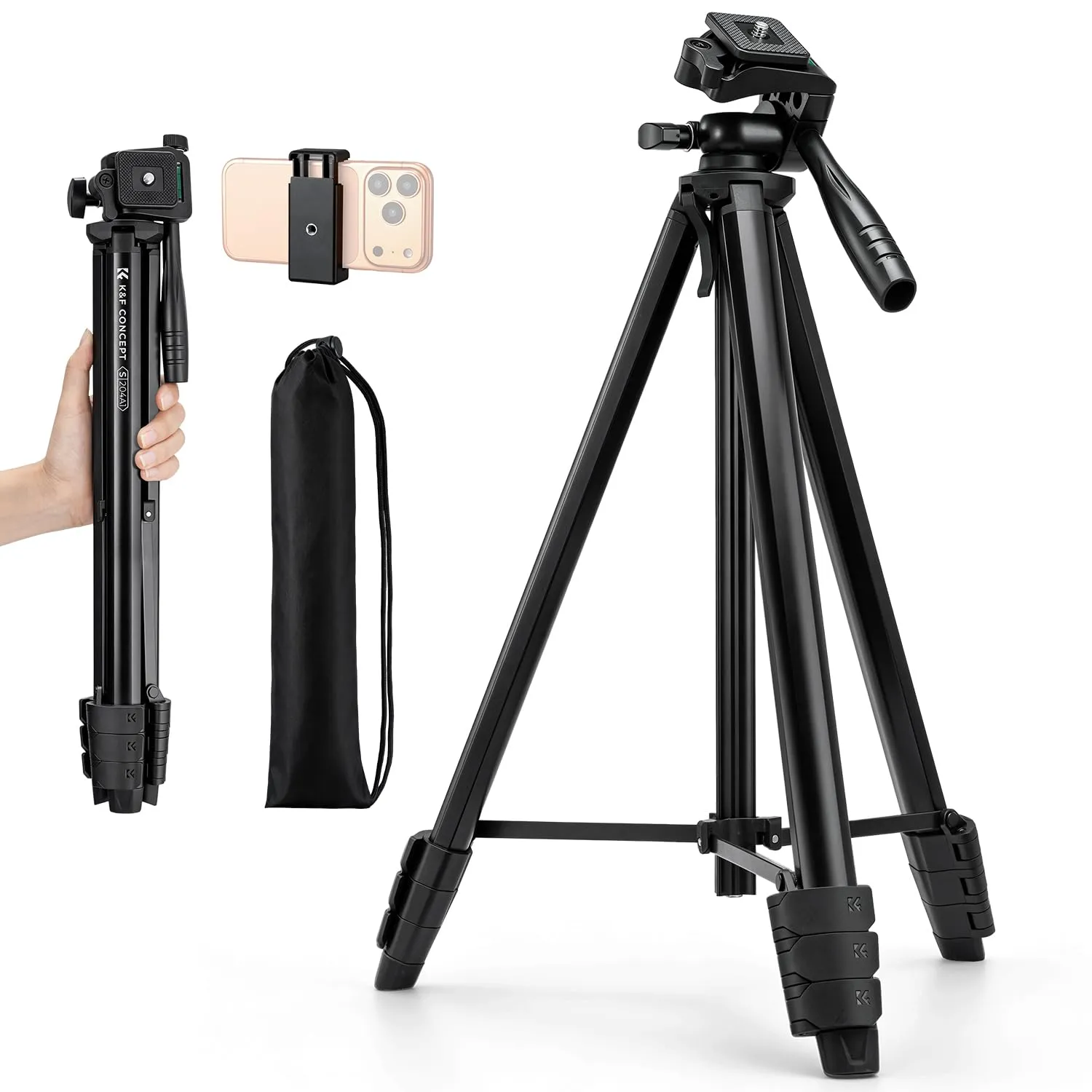 K&F Concept S205A1 Treppiede Smartphone 158cm 3kg