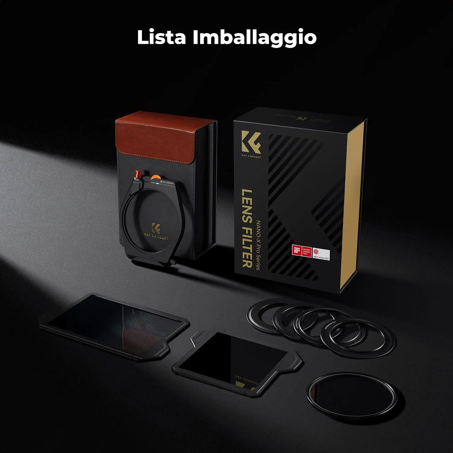 K&F Concept Nano-Xcel Pro kit portafiltri GND8 ND1000 CPL vetro