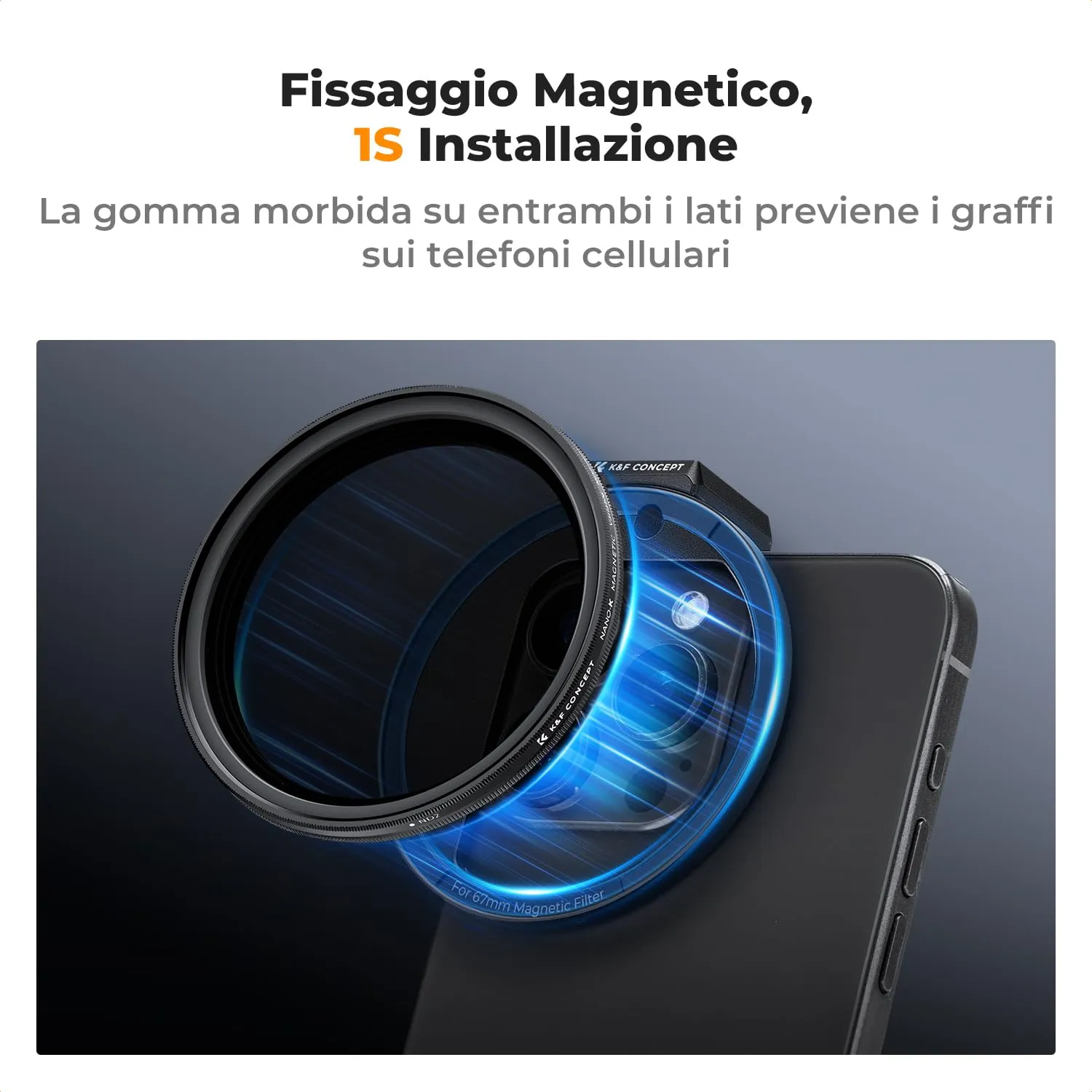 K&F Concept Clip-on magnetico 67mm adattatore smartphone