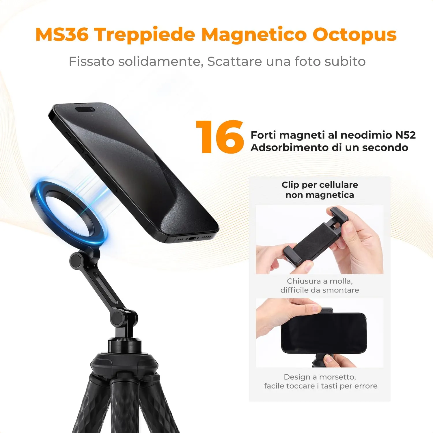 K&F Concept mini treppiede magnetico smartphone MagSafe