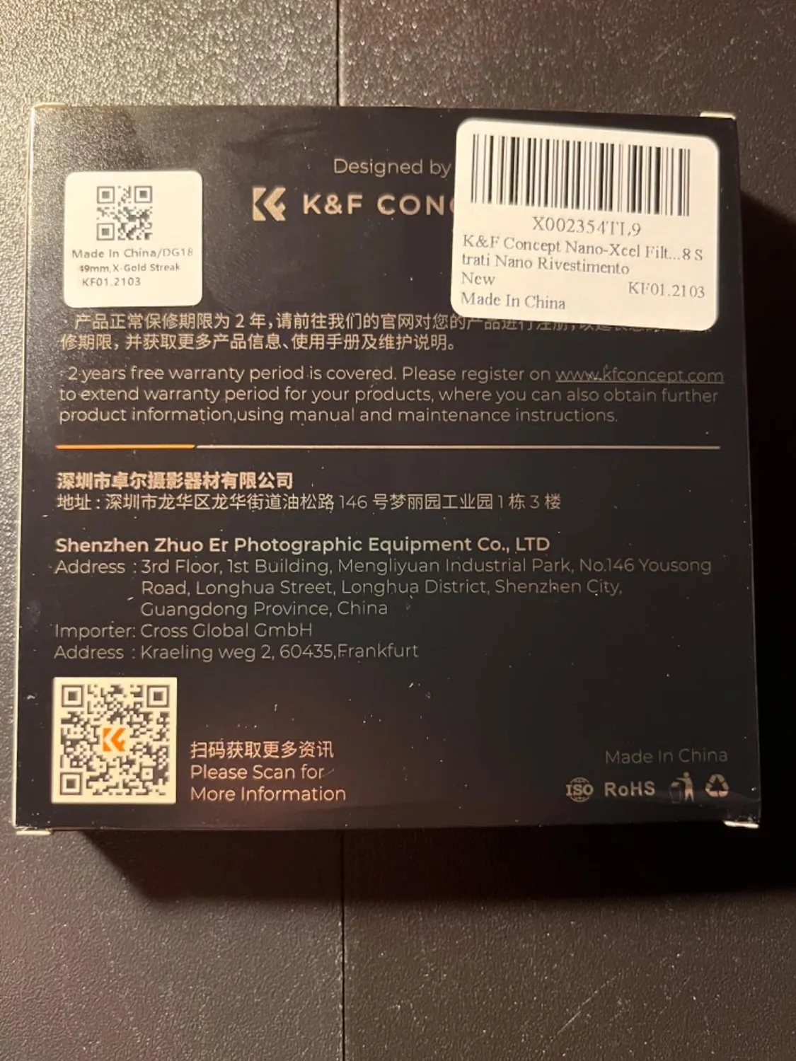K&F Concept Nano-Xcel filtro gold streak 82mm anamorfico