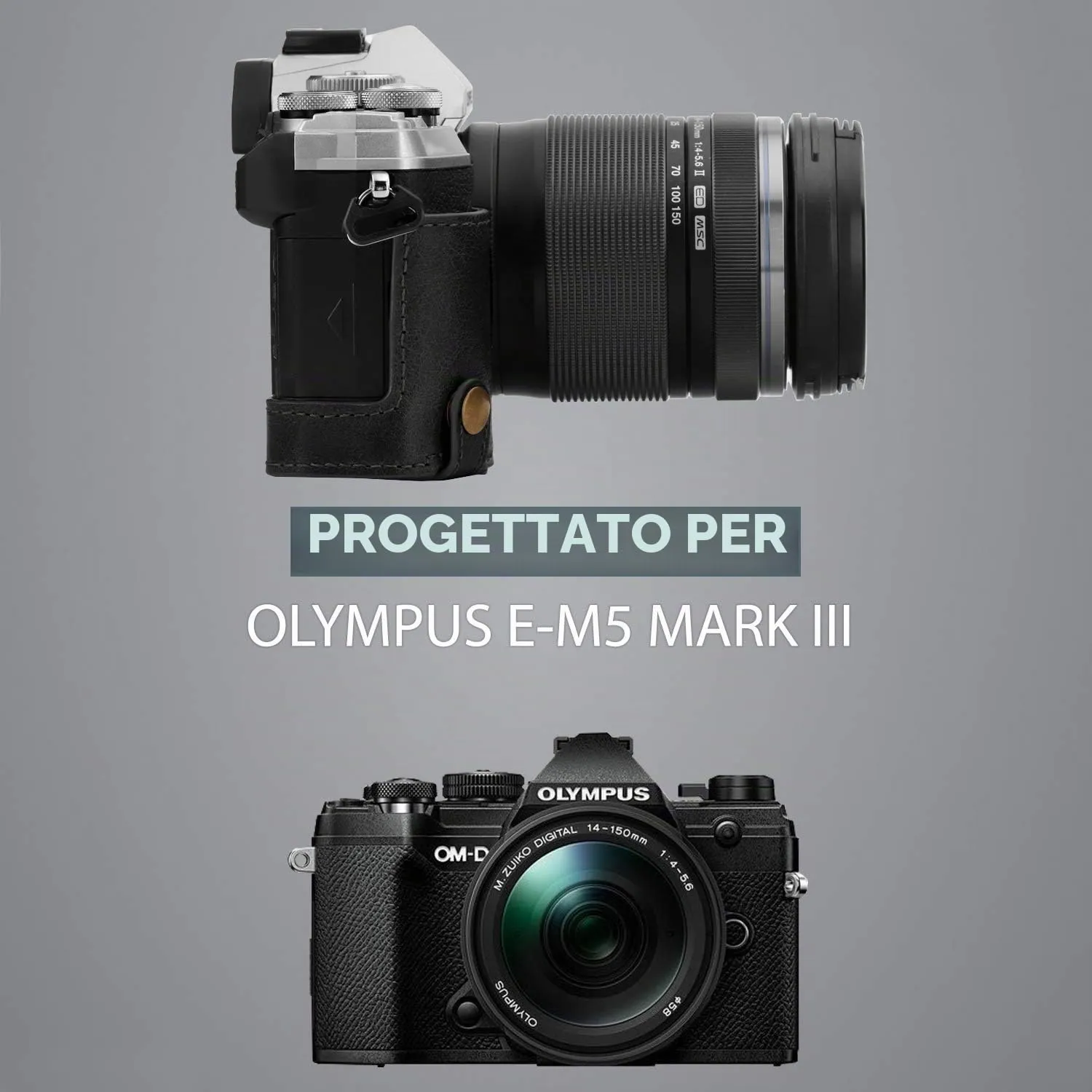 MegaGear Ever Ready mezza custodia E-M5 Mark III nera pelle