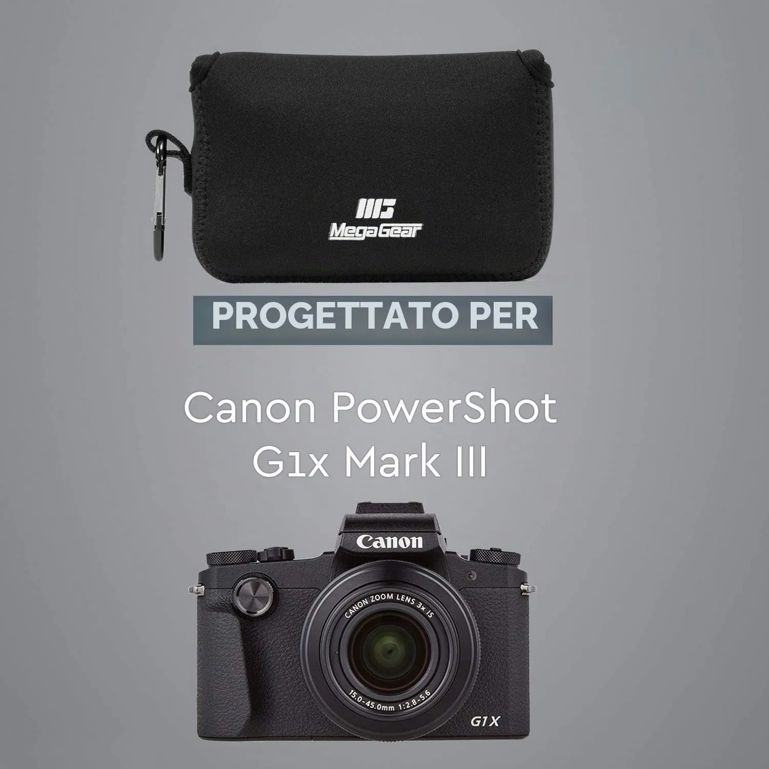MegaGear Custodia Neoprene Canon PowerShot G1X III Nero Leggera