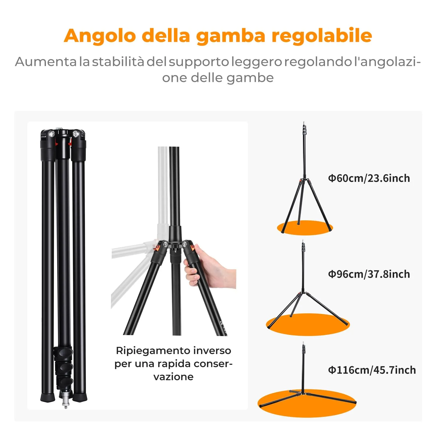 K&F Concept stativo luci 230cm 220cm alluminio 4kg