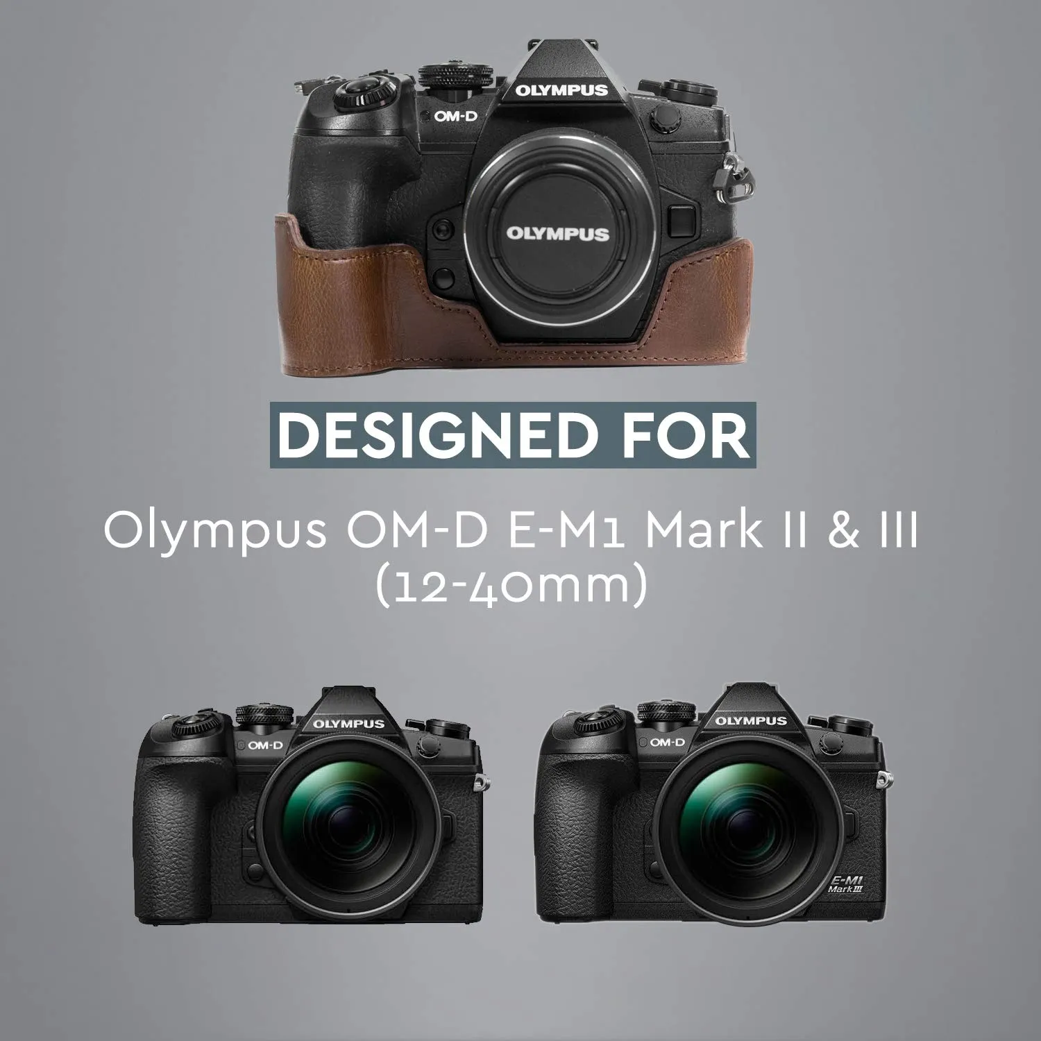 MegaGear Ever Ready Mezza Custodia Pelle Olympus E-M1 Mark II/III