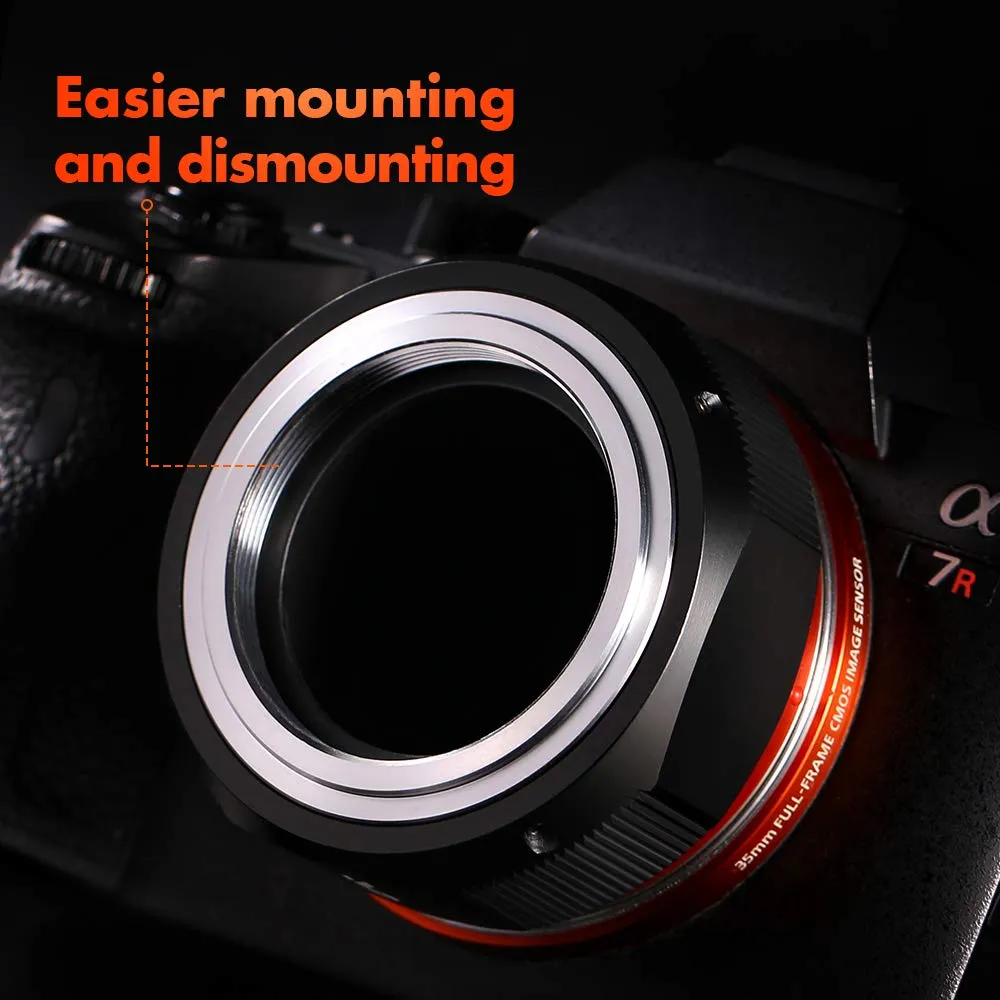 K&F Concept M42 Sony E adattatore metallo infinito manuale