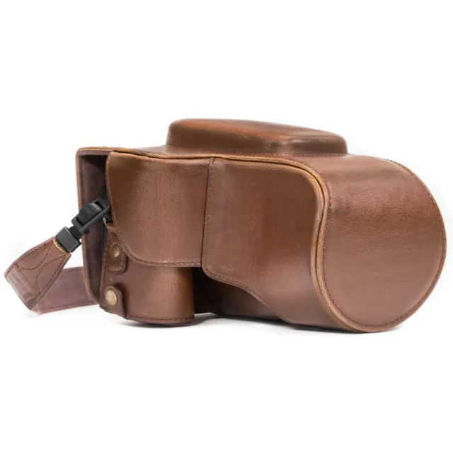 MegaGear Ever Ready Nikon Coolpix P900 custodia marrone scuro ecopelle