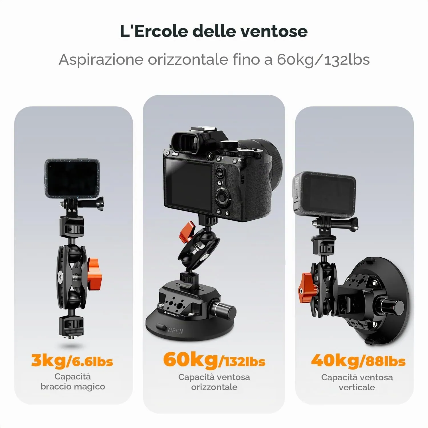 K&F Concept MS45 ventosa 4,5" braccio magico auto