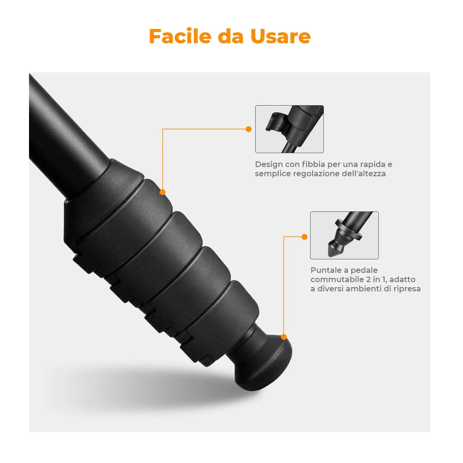 K&F Concept Monopiede 160cm Alluminio 10kg con Cinghia