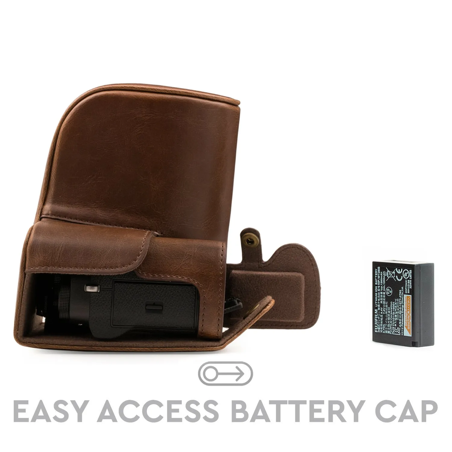 MegaGear MG871 custodia pelle Fujifilm X-T2 marrone scuro