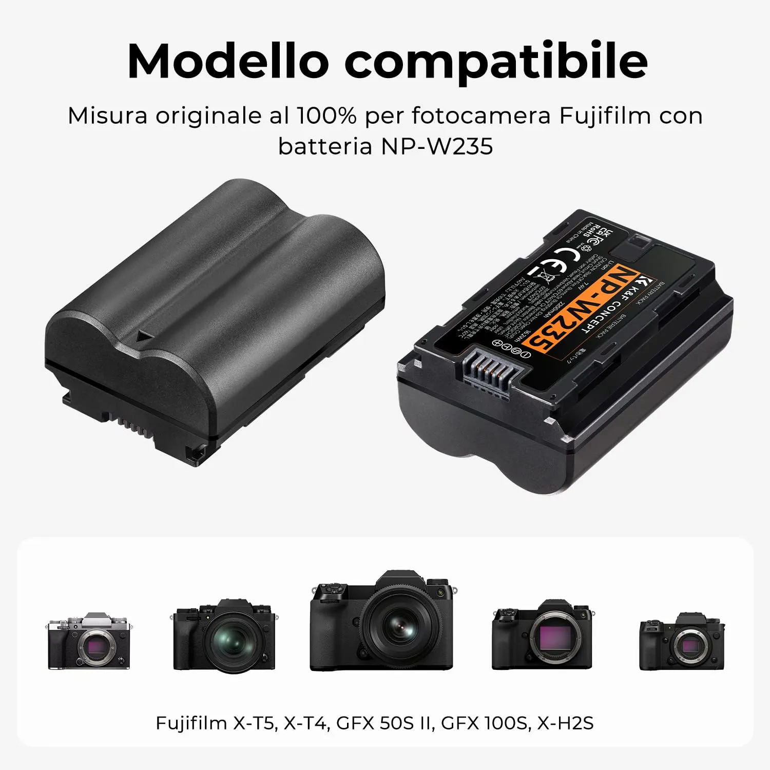 K&F Concept NP-W235 Batteria Doppia con Caricatore LCD Fujifilm
