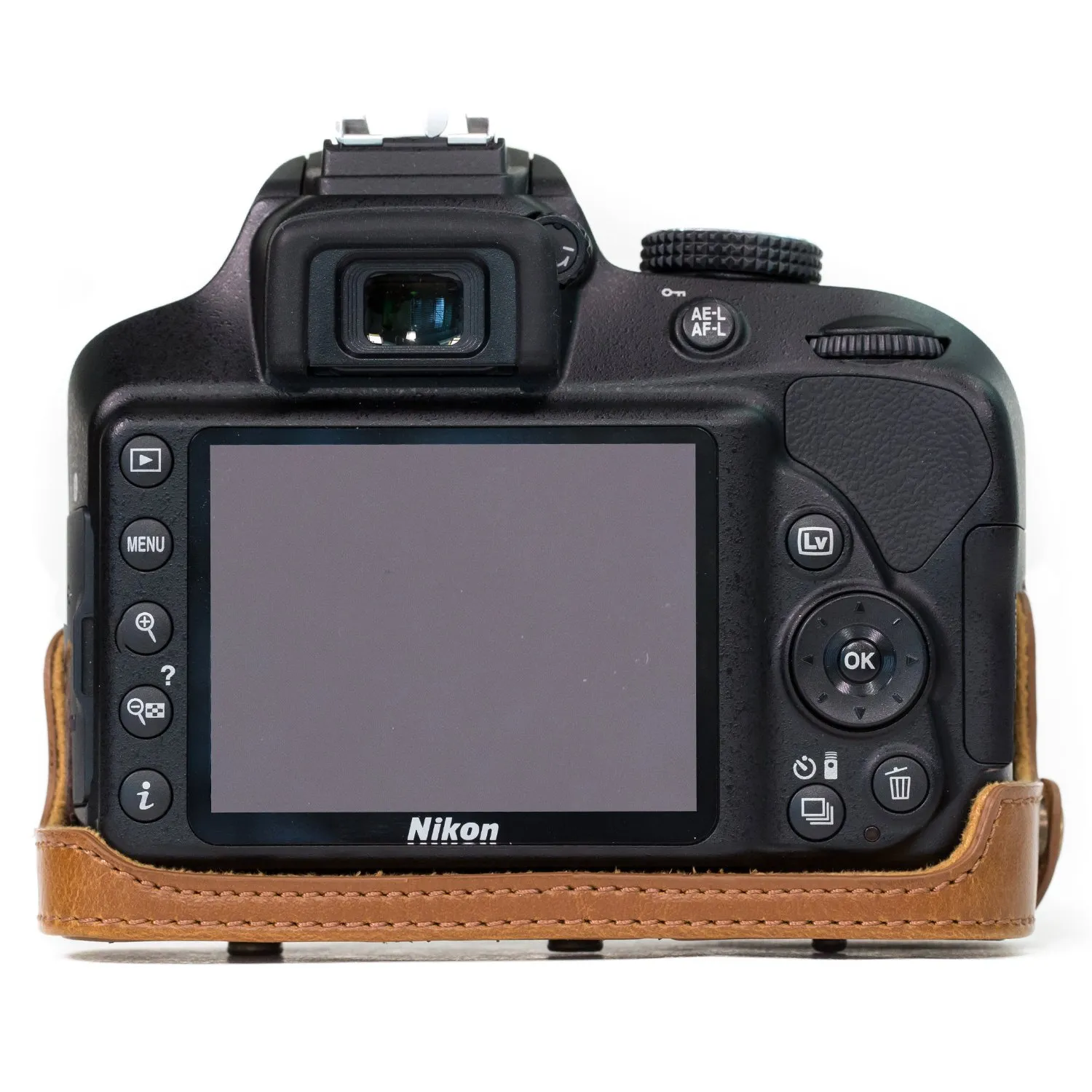 MegaGear MG858 custodia ecopelle marrone chiaro per Nikon D3400