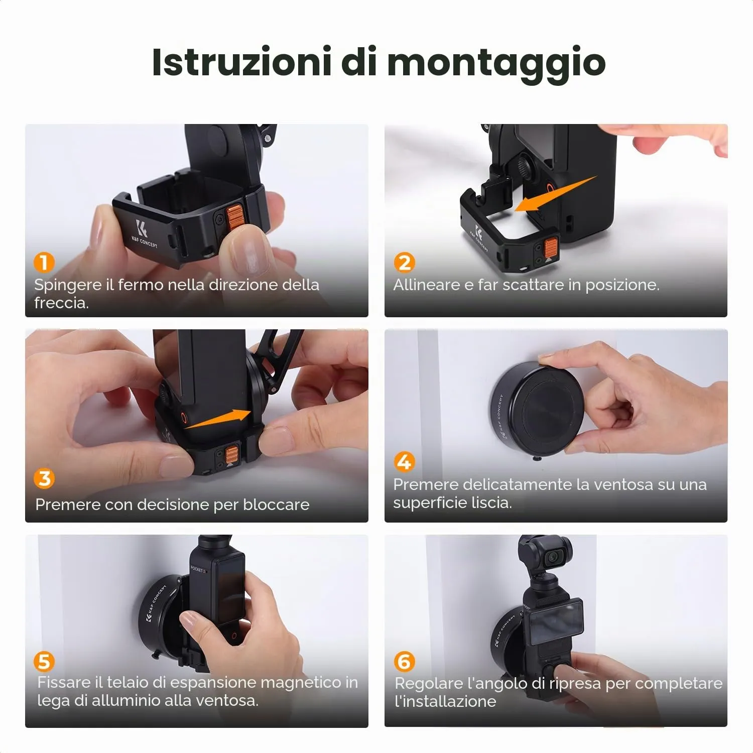 K&F Concept Combo Supporto Magnetico Ventosa Auto Pocket 3