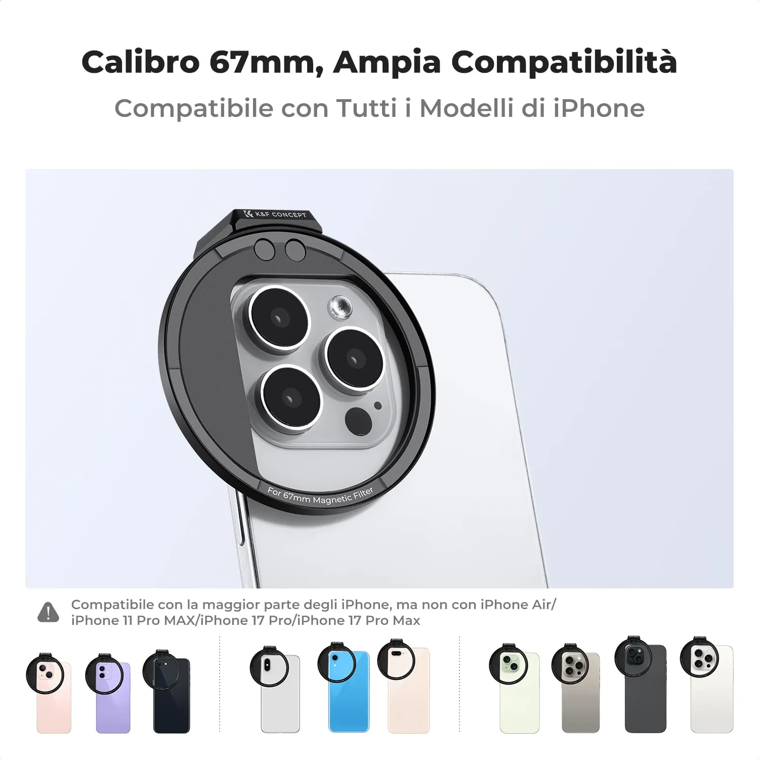 K&F Concept Clip-on magnetico 67mm adattatore smartphone