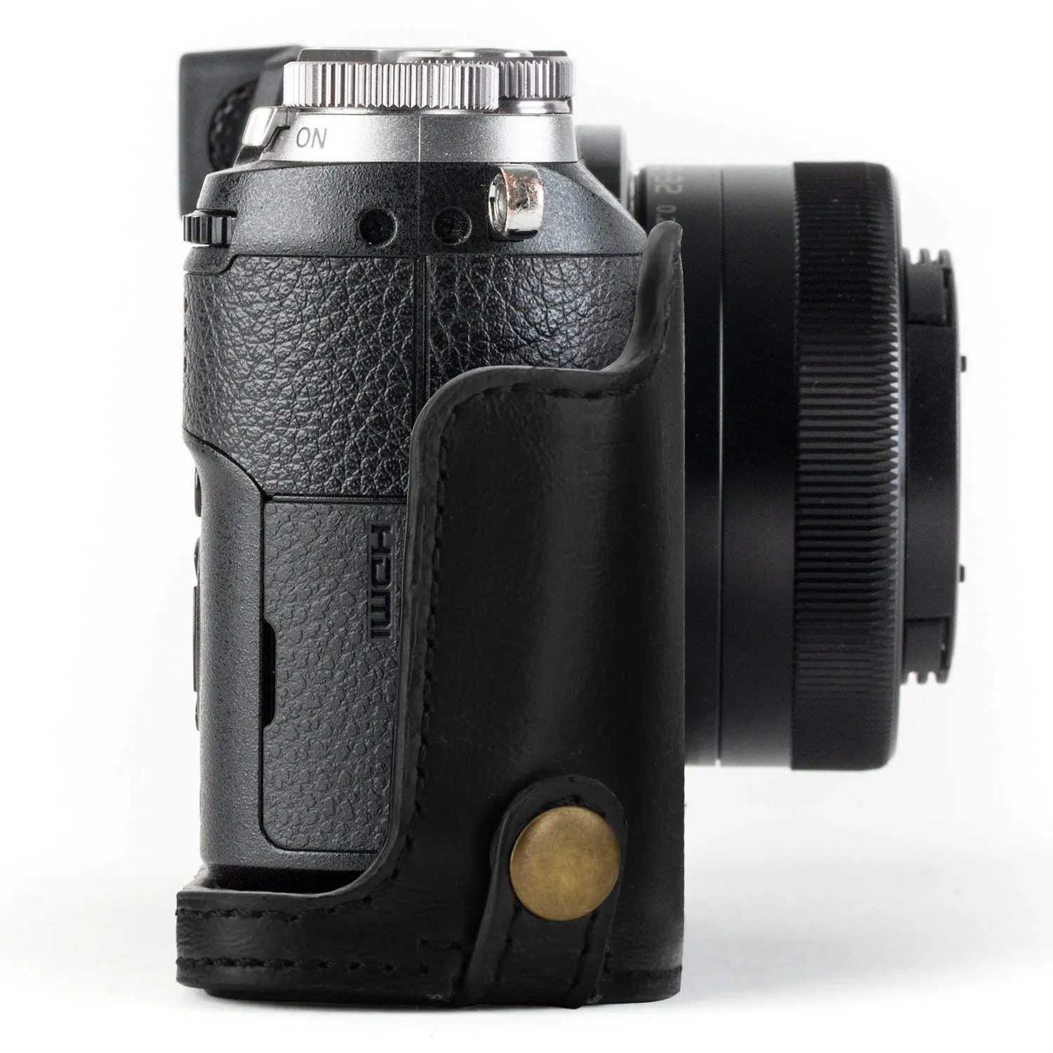MegaGear Ever Ready Mezza Custodia GX85 GX80 Nero ecopelle