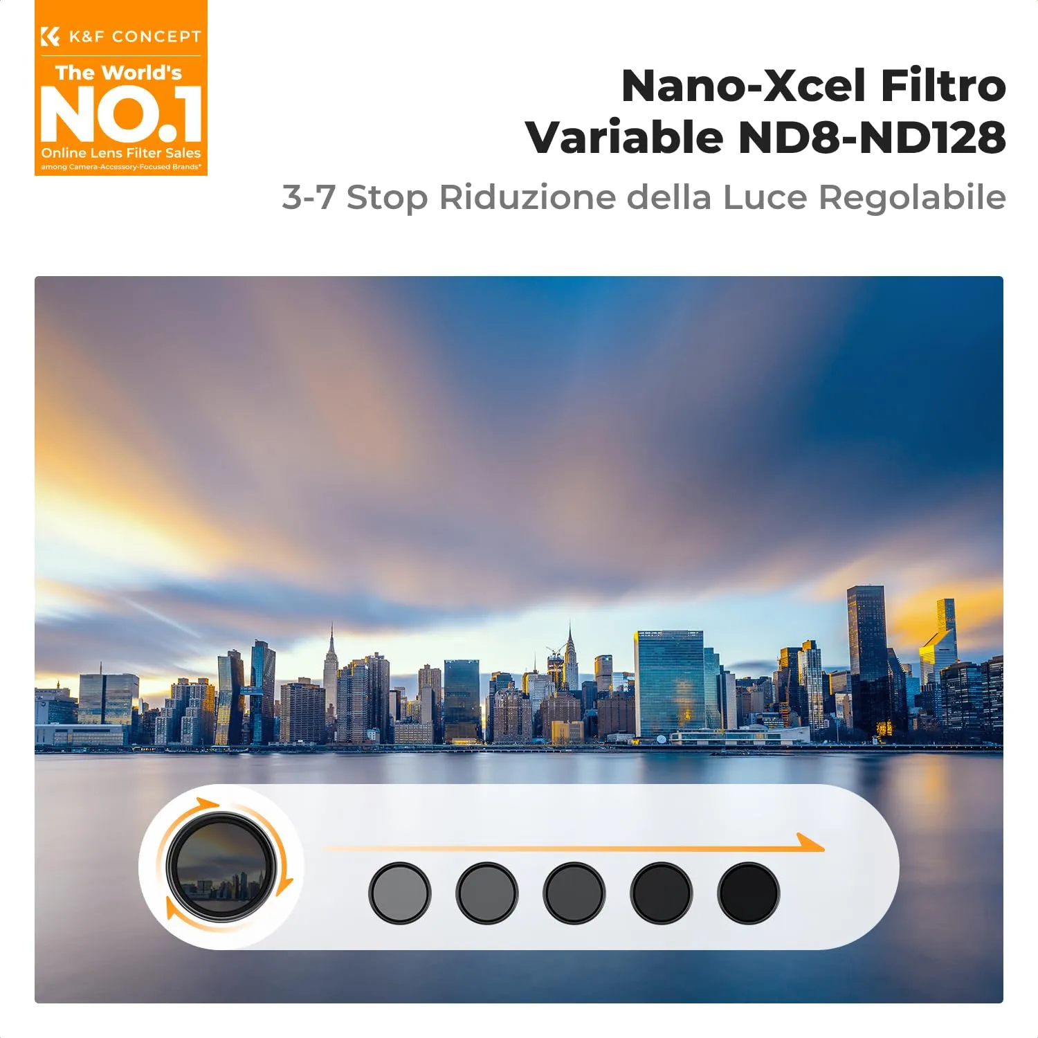 K&F Concept Nano-Xcel ND8-128 filtro variabile 67mm 3-7 stop