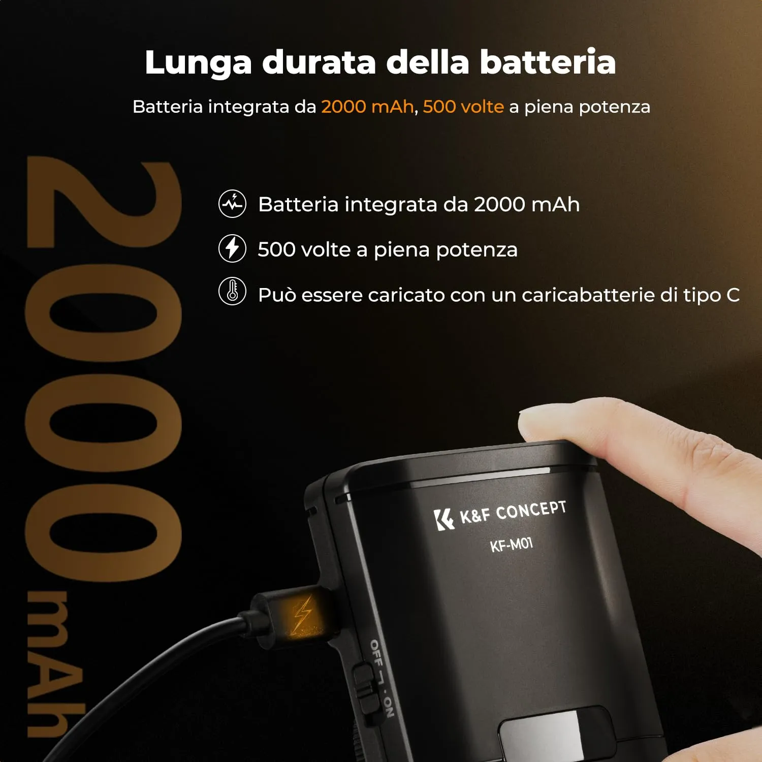 K&F Concept GN12 mini flash fotocamera ricaricabile USB-C