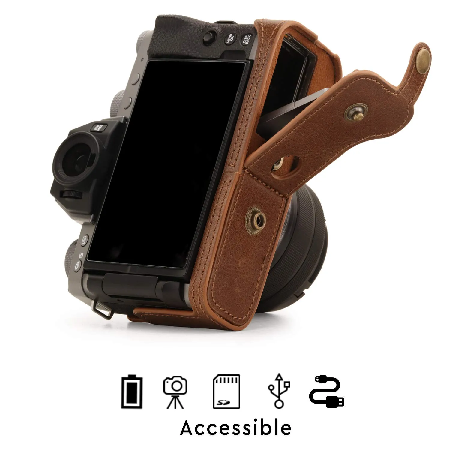 MegaGear MG1884 Ever Ready Custodia pelle Fujifilm X-T200 marrone