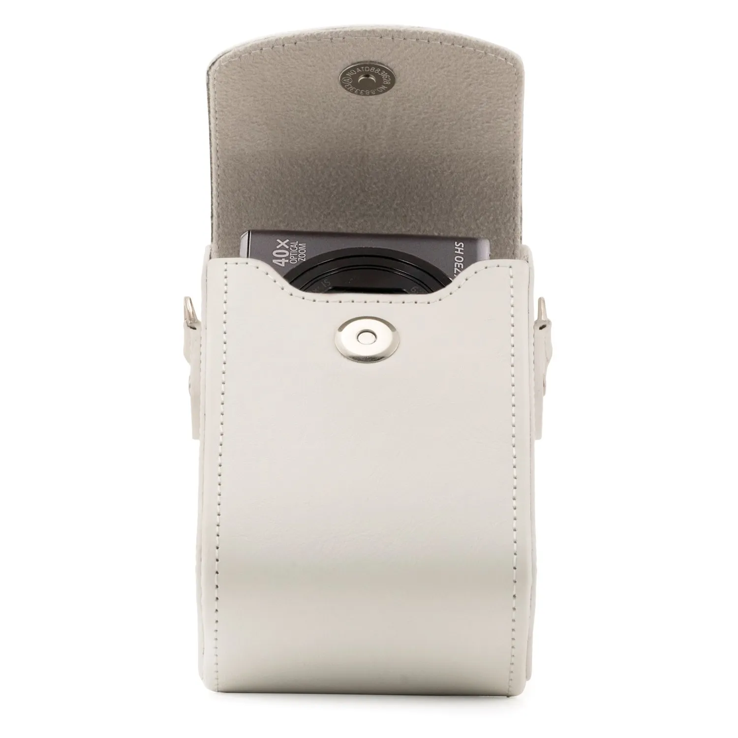 MegaGear MG1416 Custodia Fotocamera Bianca Ecopelle