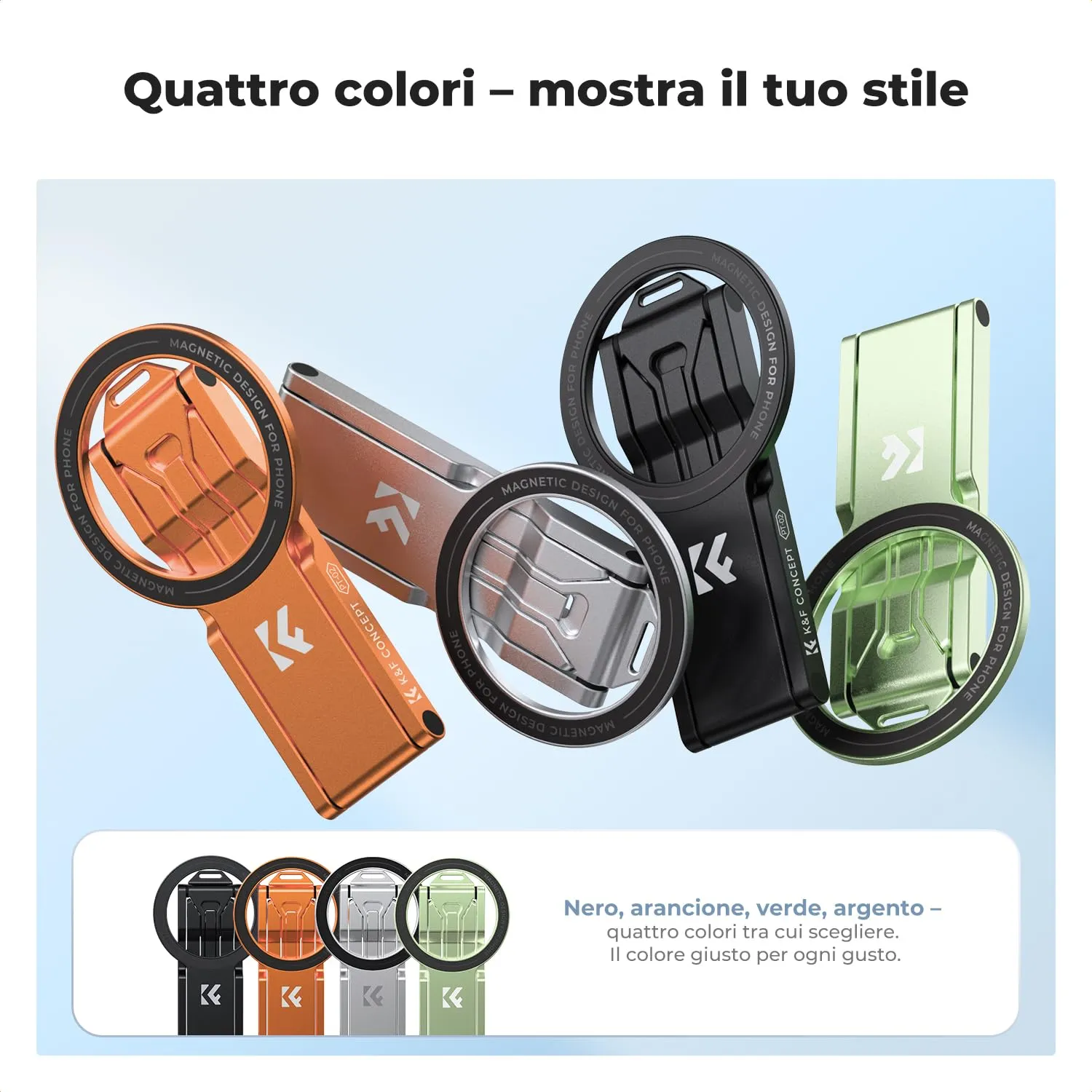 K&F Concept Mini Treppiede Magnetico Smartphone Argento 7mm