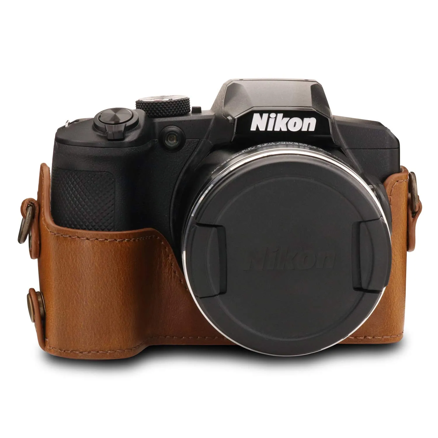 MegaGear custodia Nikon Coolpix B600 marrone chiaro ecopelle