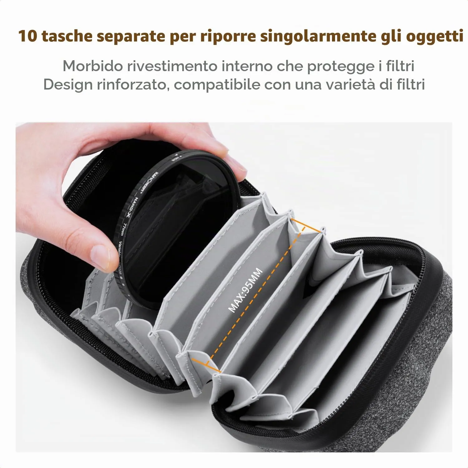 K&F Concept custodia filtri 10 slot taglia L EVA
