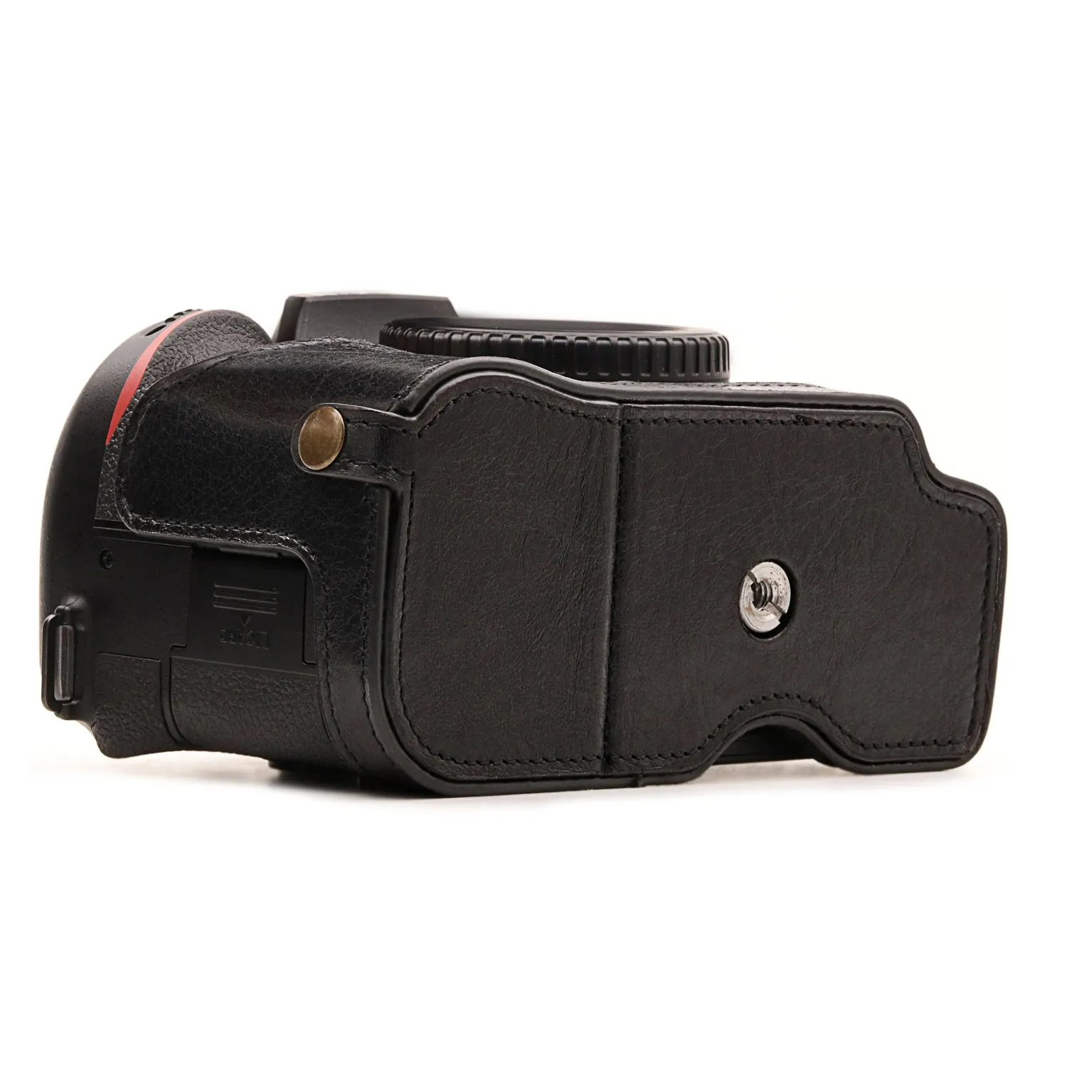 MegaGear Custodia in vera pelle Nikon D7500 mezza con batteria