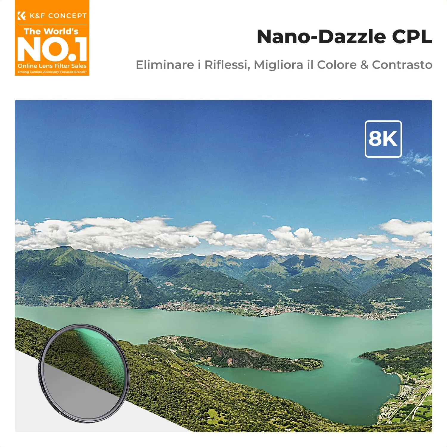 K&F Concept Nano-Dazzle filtro polarizzatore CPL 82mm multicoated