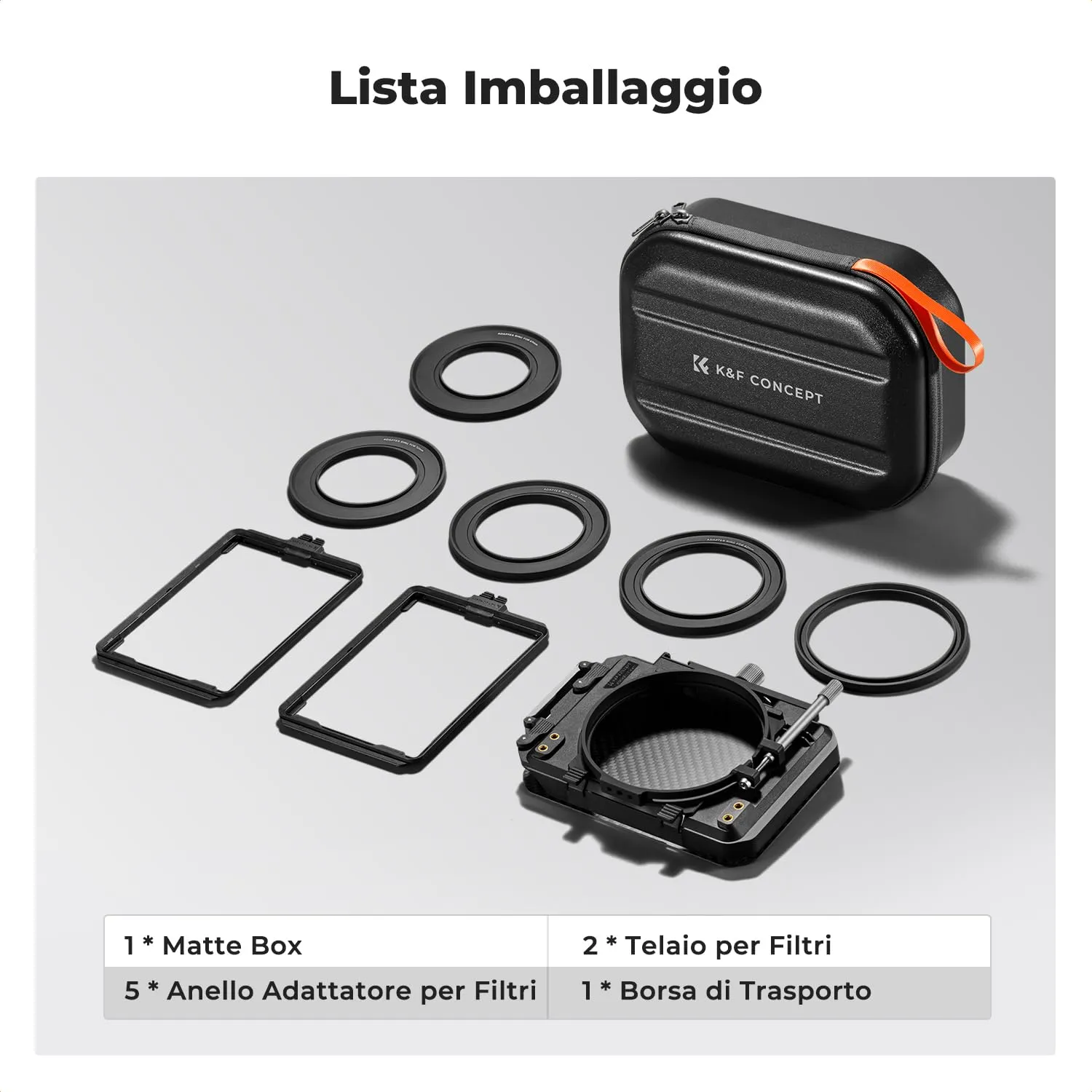 K&F Concept Mini Matte Box carbonio con bandiera superiore