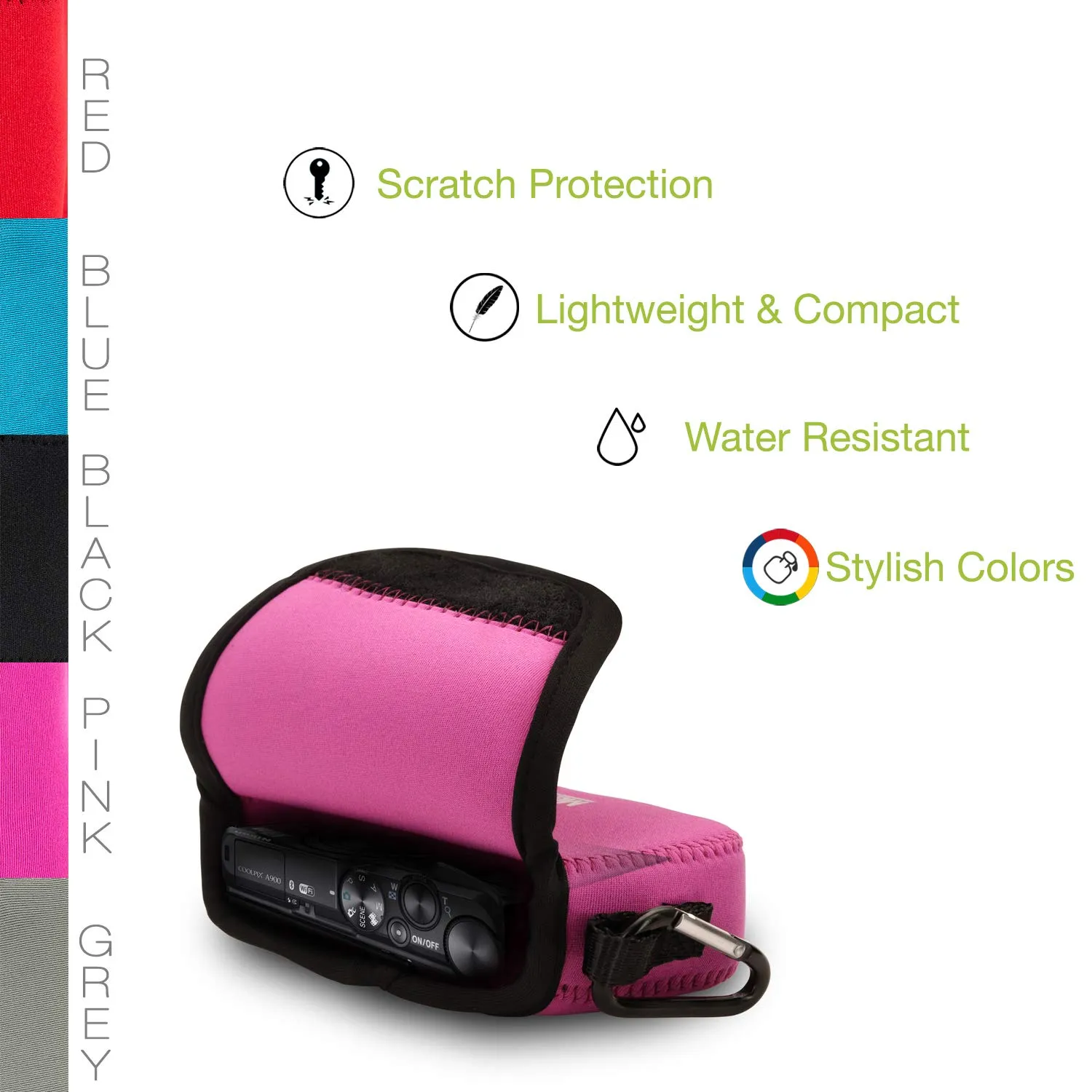 MegaGear Custodia Neoprene Nikon Coolpix A1000 Rosa Caldo ultraleggera