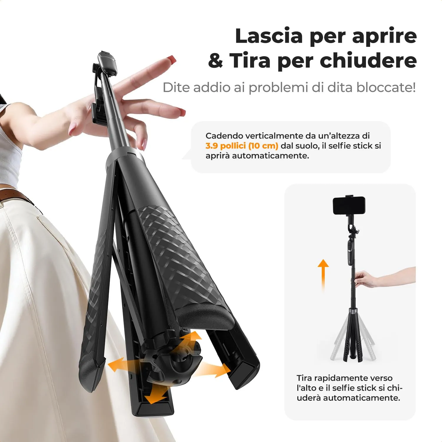 K&F Concept 177cm treppiede cellulare selfie stick bluetooth