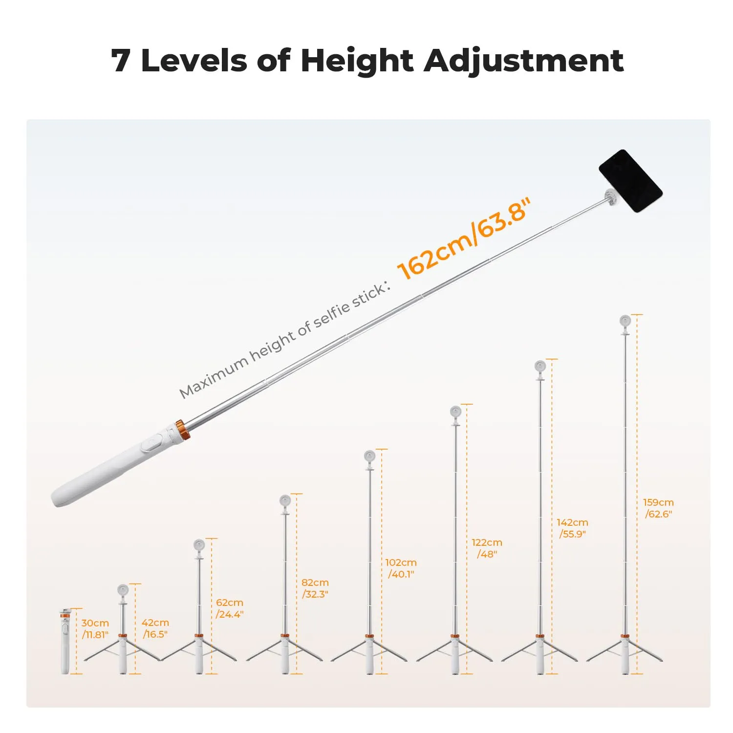 K&F Concept Treppiede Selfie Magnetico 162cm Bianco