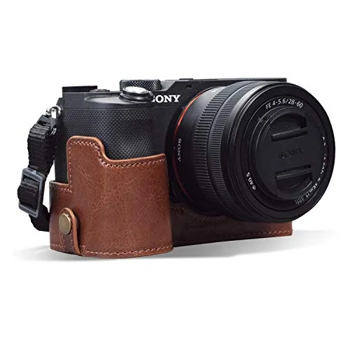 MegaGear custodia Sony Alpha 7C vera pelle marrone half-case