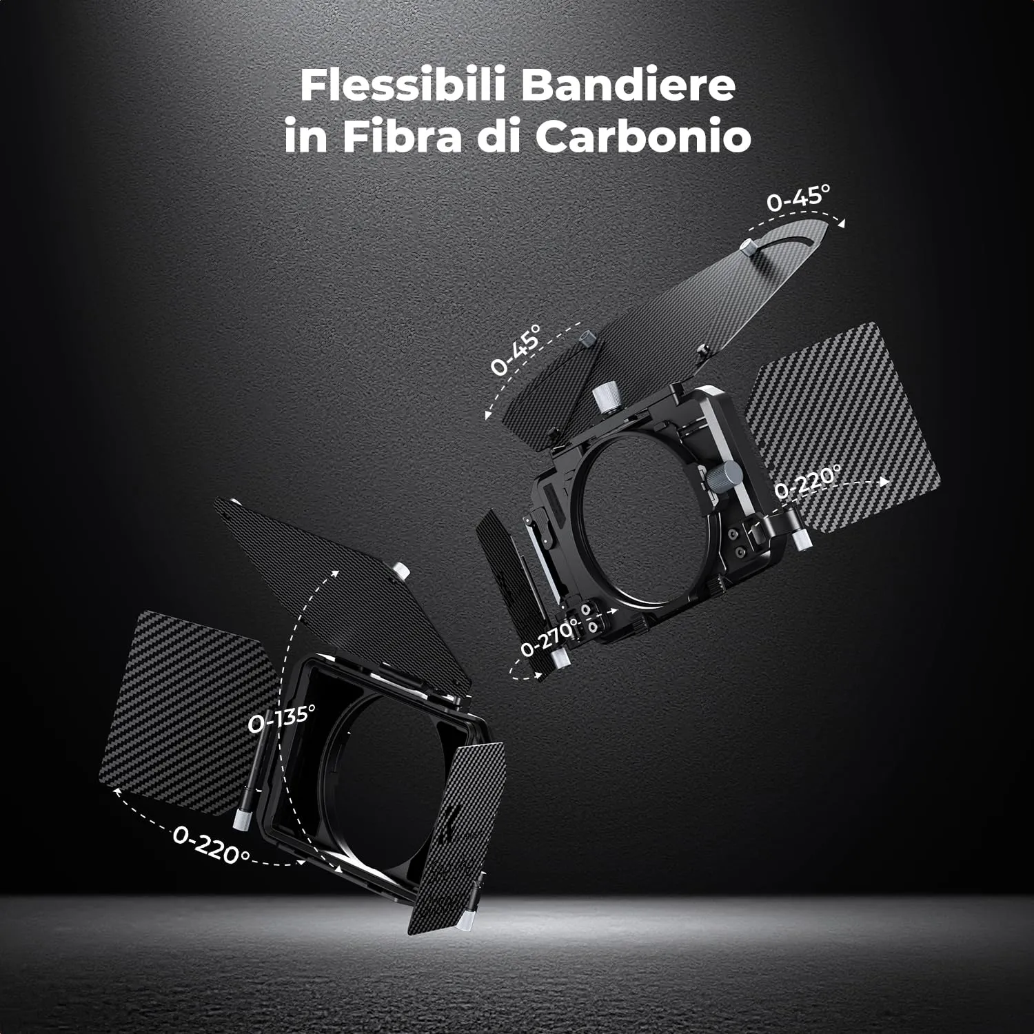 K&F Concept Mini Matte Box 4x5,65" paraluce video 2 filtri