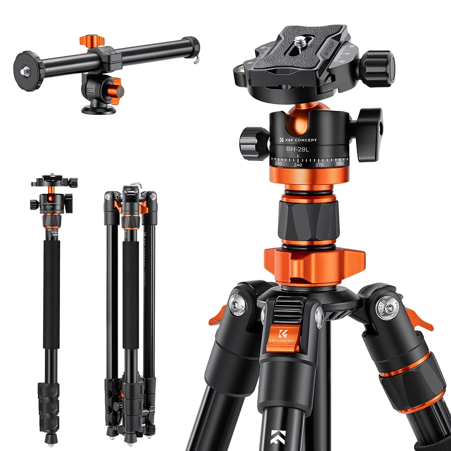 K&F Concept T254A8+BH-28L treppiede alluminio 240cm