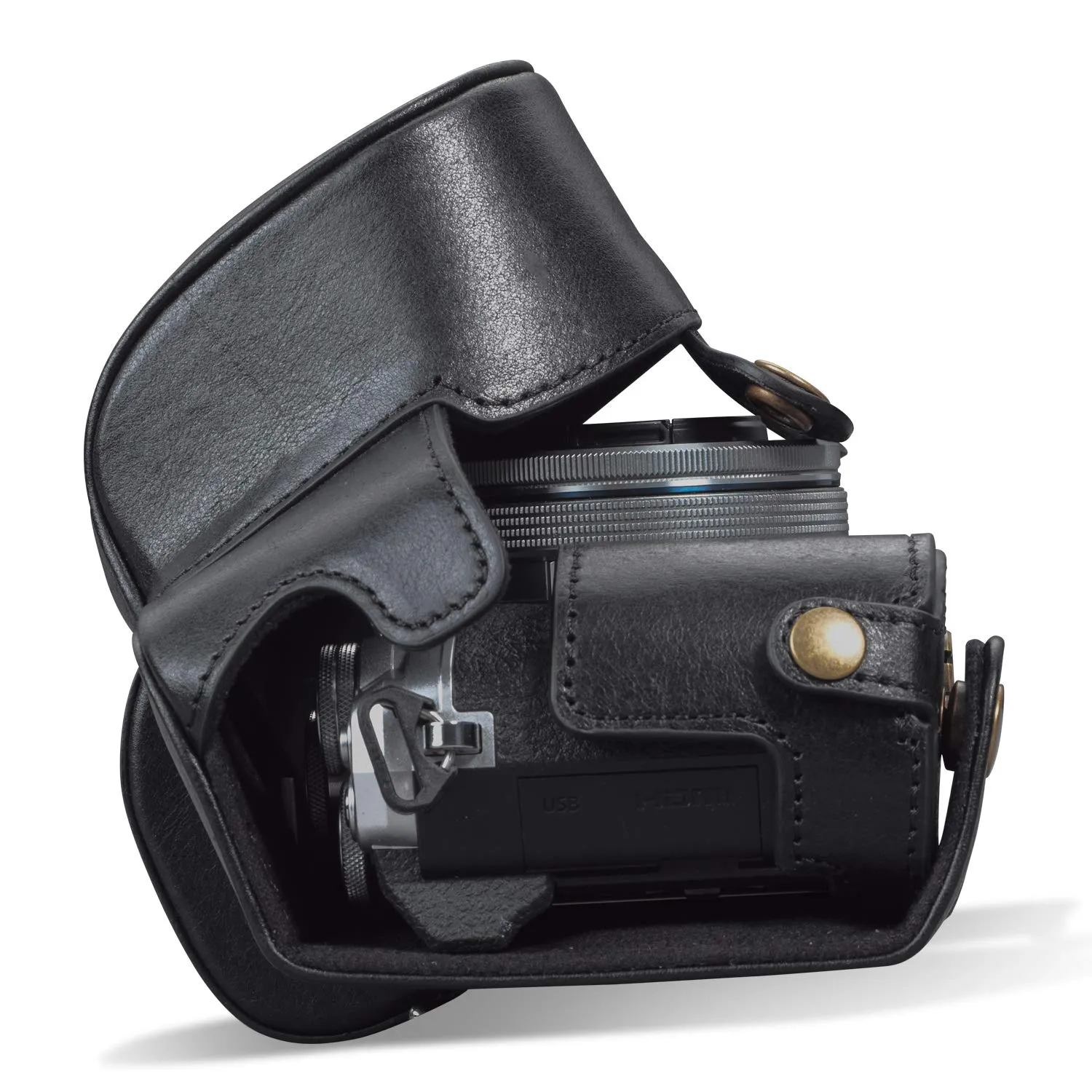 MegaGear Ever Ready Custodia Fotocamera E-M10 Mark IV Nero pelle