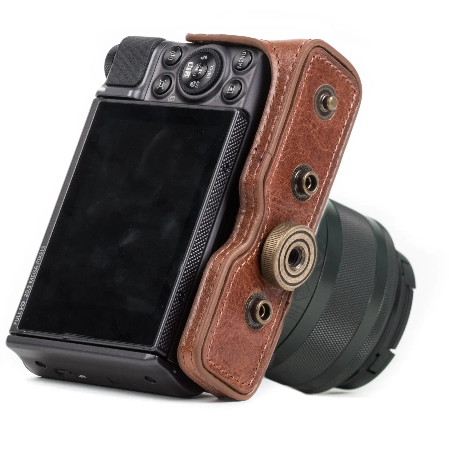 MegaGear MG664 Ever Ready custodia vera pelle Canon EOS M10 marrone