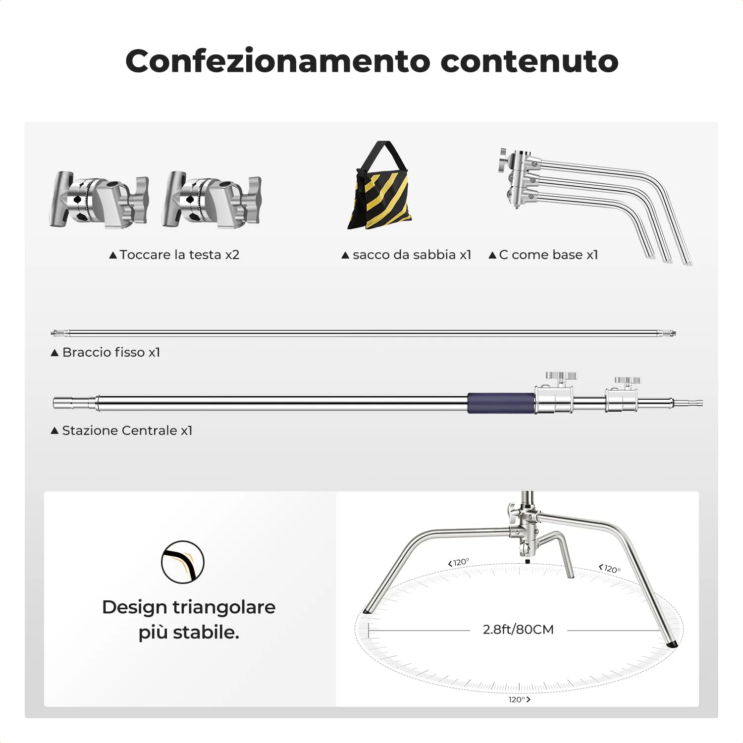 K&F Concept C Stand 330cm stativo acciaio 20kg