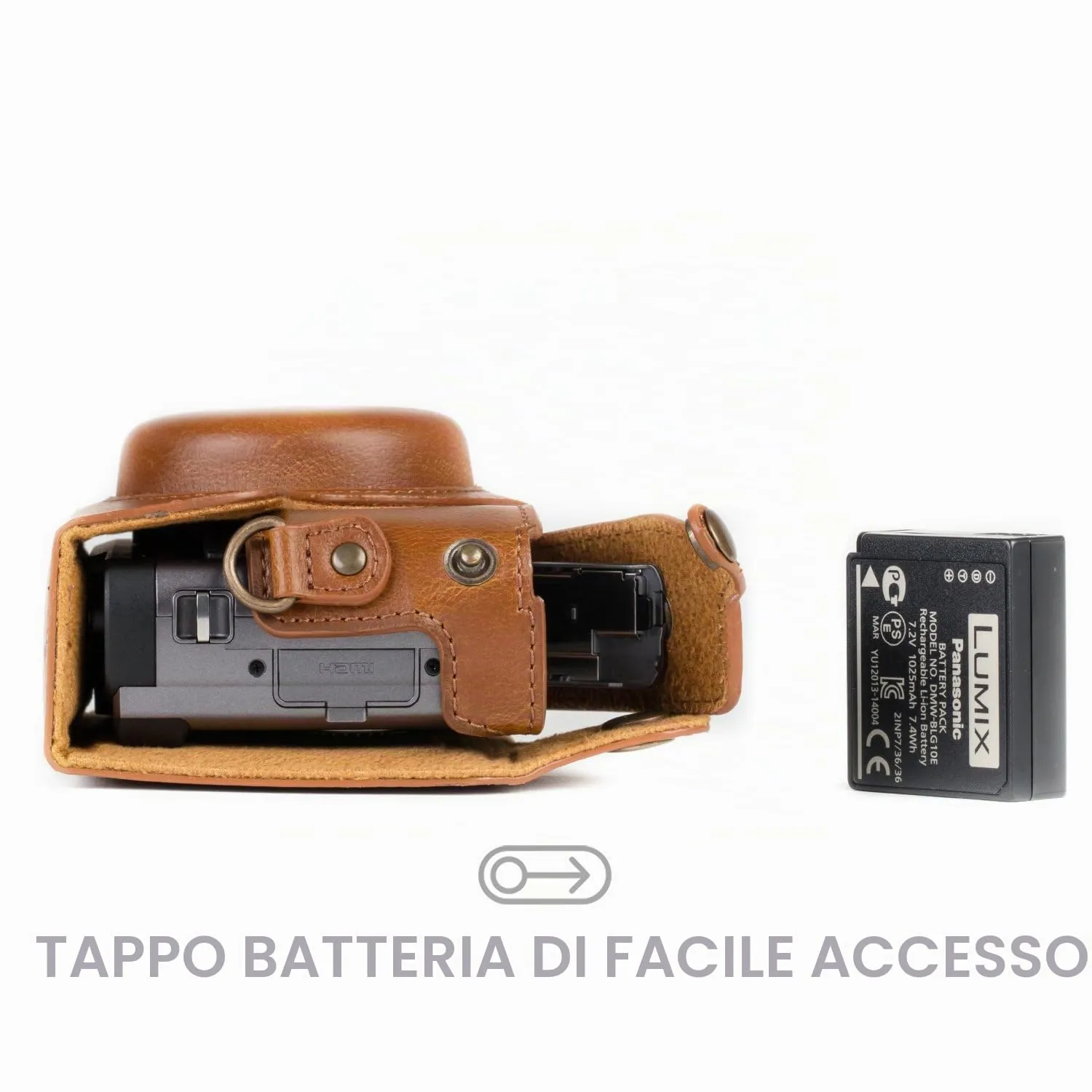 MegaGear MG1260 Custodia Panasonic TZ90 TZ95 marrone chiaro